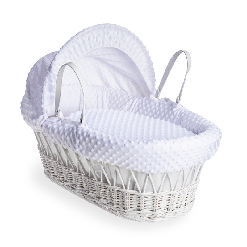 White Dimple White Wicker Moses Basket | Moses Baskets | Co-sleepers | Nursery Furniture - Clair de Lune UK