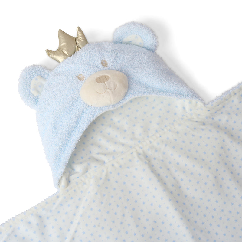 The little bear prince hood of the Little Bear Hooded Blanket in Blue | Cosy Baby Blankets | Nursery Bedding | Newborn, Baby and Toddler Essentials - Clair de Lune UK