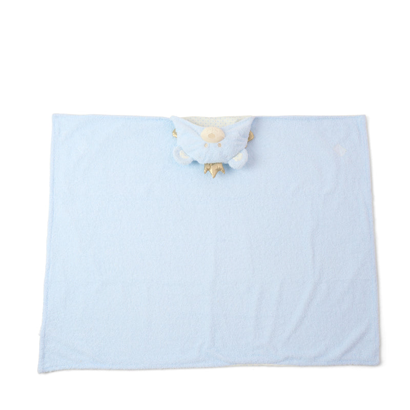 The back of the Little Bear Hooded Blanket in Blue | Cosy Baby Blankets | Nursery Bedding | Newborn, Baby and Toddler Essentials - Clair de Lune UK