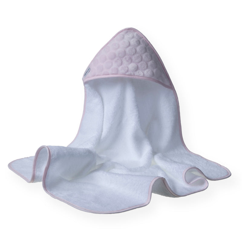 Pink Marshmallow Hooded Towel showcasing the integrated hood | Baby Bathing & Changing Essentials - Clair de Lune UK