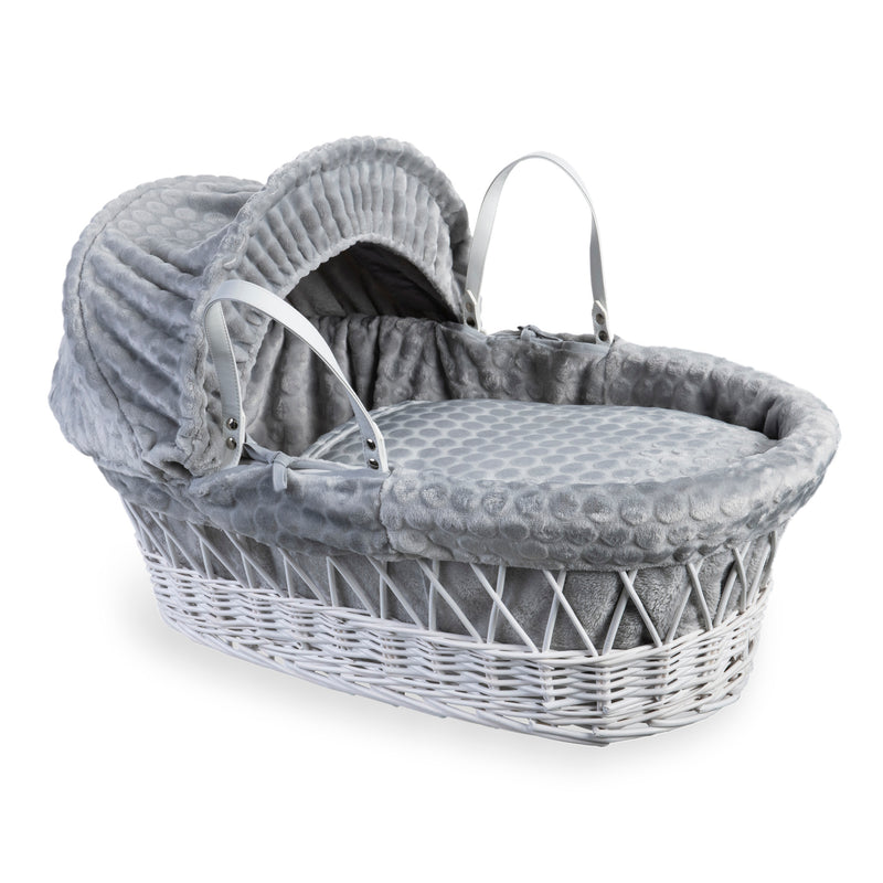 Grey Marshmallow White Wicker Moses Basket | Co-sleepers | Nursery Furniture - Clair de Lune UK