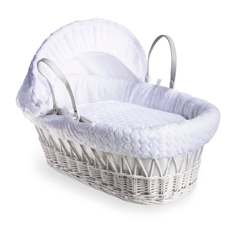  White Marshmallow White Wicker Moses Basket | Co-sleepers | Nursery Furniture - Clair de Lune UK