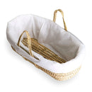 The side of the Quilted Liner for Moses Basket on a palm Moses basket | Moses Baby Basket Dressing | Nursery Bedding | Moses Basket Accessories  - Clair de Lune UK