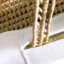 The handle opening detail of the Quilted Liner for Moses Basket on a palm Moses basket | Moses Baby Basket Dressing | Nursery Bedding | Moses Basket Accessories  - Clair de Lune UK