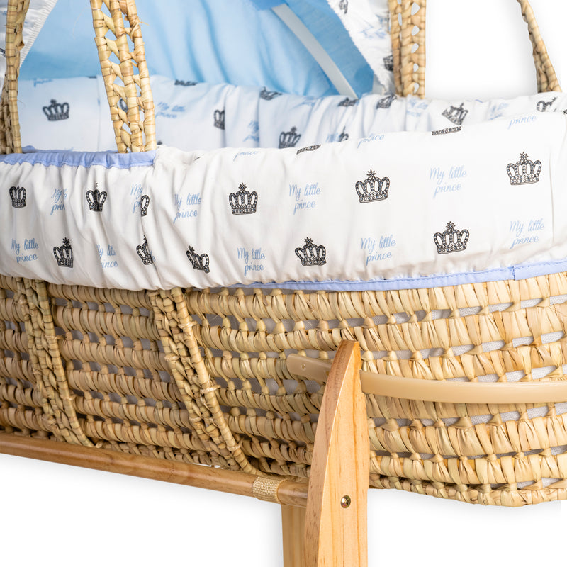 The sturdy palm basket of the Rachel Riley My Little Prince Palm Moses Basket | Moses Baskets | Co-sleepers | Nursery Furniture - Clair de Lune UK