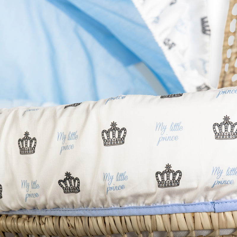 The crown pattern of the Rachel Riley My Little Prince Palm Moses Basket | Moses Baskets | Co-sleepers | Nursery Furniture - Clair de Lune UK