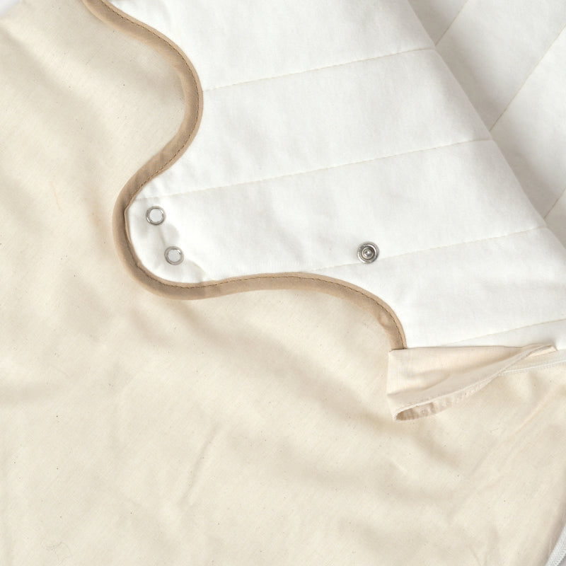 The buttons on the Natural Cream Organic Sleeping Bag (0-6 Months) | Baby Sleeping Bags | Nightwear - Clair de Lune UK
