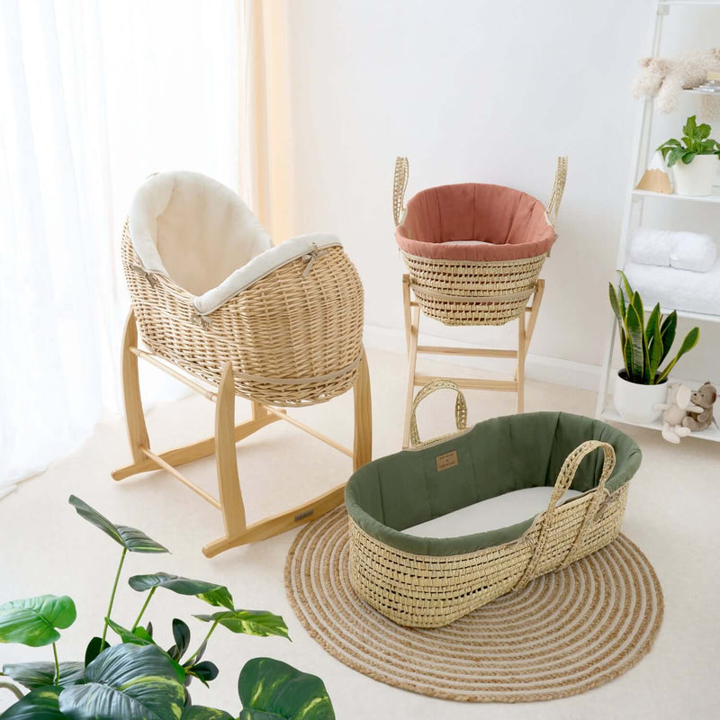Organic Palm Moses Baskets and Organic Natural Noah Pod | Bassinets | Nursery Furniture - Clair de Lune UK