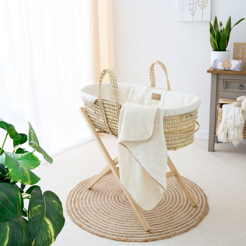 Cream Organic Palm Moses Basket | Moses Baskets and Stands | Co-sleepers | Nursery Furniture - Clair de Lune UK