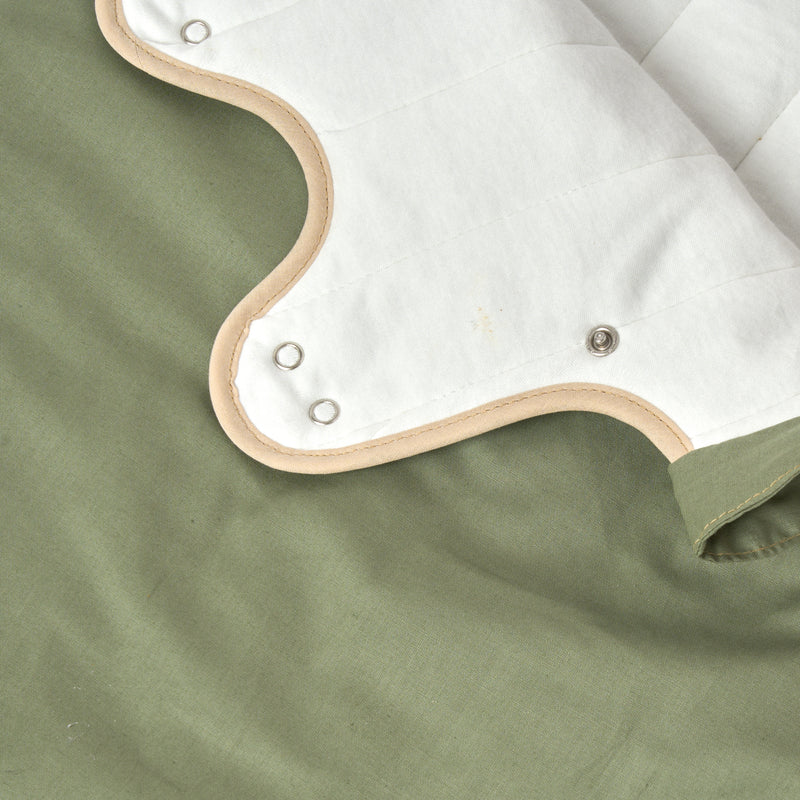 The buttons on the Forest Green Organic Sleeping Bag (0-6 Months) | Baby Sleeping Bags | Nightwear - Clair de Lune UK