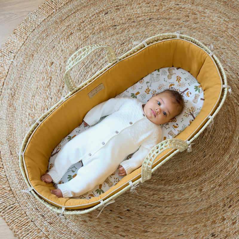 Gold Savannah Palm Moses Basket | Moses Baskets | Co-sleepers | Nursery Furniture - Clair de Lune UK