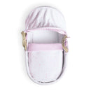 Pink Stars & Stripes Palm Moses Basket showcasing matching coverlet, Moses hood and sturdy palm handles | Moses Baskets | Co-sleepers | Nursery Furniture - Clair de Lune UK