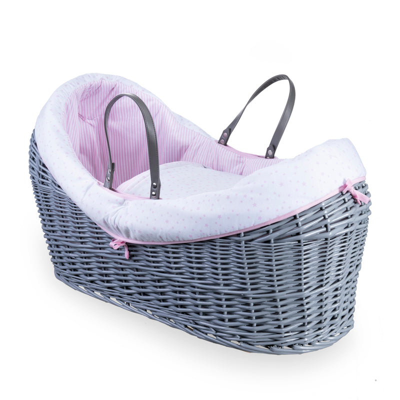 Pink Stars & Stripes Grey Wrapover® Noah Pod® | Bassinets | Nursery Furniture - Clair de Lune UK