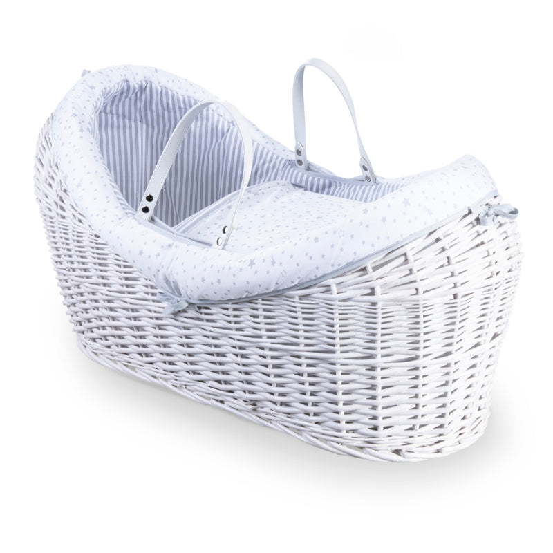 Grey Stars & Stripes White Wrapover® Noah Pod® | Bassinets | Nursery Furniture - Clair de Lune UK
