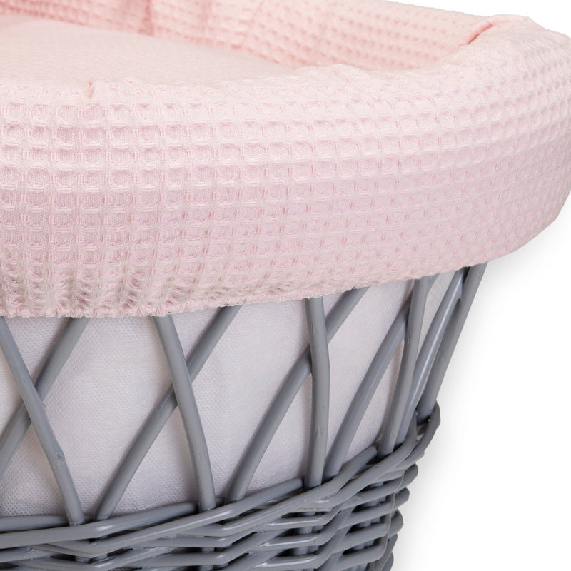 Pink Moses Basket Bedding Set made from breathable soft waffle fabrics | Moses Basket Dressings | Nursery Bedding & Decor Collections | Nursery Inspiration - Clair de Lune UK