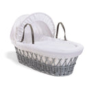 White Waffle Grey Wicker Moses Basket | Moses Baby Baskets & Bassinets | Nursery Furniture - Clair de Lune UK