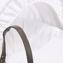 White Moses Basket Bedding Set coming complete with a matching coverlet and hood made from breathable soft waffle fabrics | Moses Baby Basket Dressings | Bassinet Accessories | Nursery - Clair de Lune UK