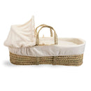 Cream Waffle Palm Moses Basket showing the palm and hood to create a traditional yet cosy sleeping space for babies | Moses Baby Baskets, Bassinets | Nursery Furniture - Clair de Lune UK