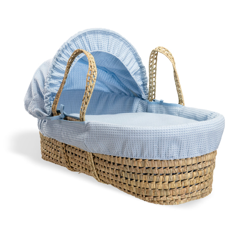 Blue Waffle Palm Moses Basket | Moses Baskets | Co-sleepers | Nursery Furniture - Clair de Lune UK