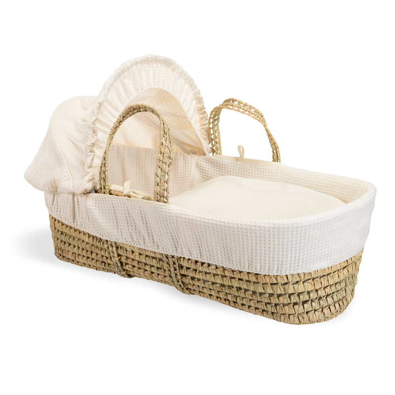 Cream Waffle Palm Moses Basket | Moses Baskets | Co-sleepers | Nursery Furniture - Clair de Lune UK