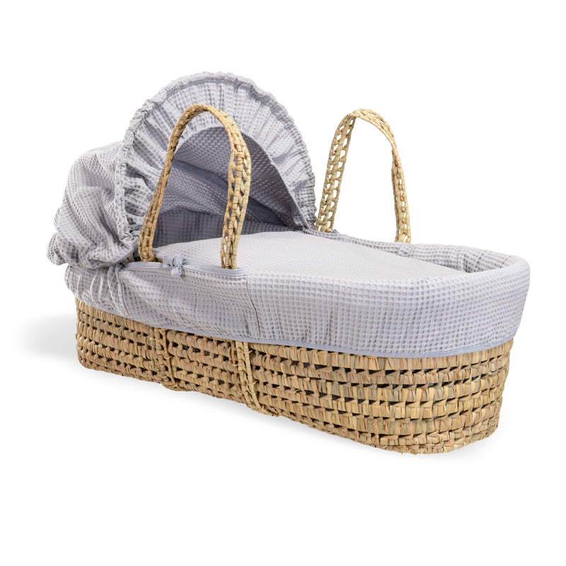 Grey Waffle Palm Moses Basket | Moses Baskets | Co-sleepers | Nursery Furniture - Clair de Lune UK