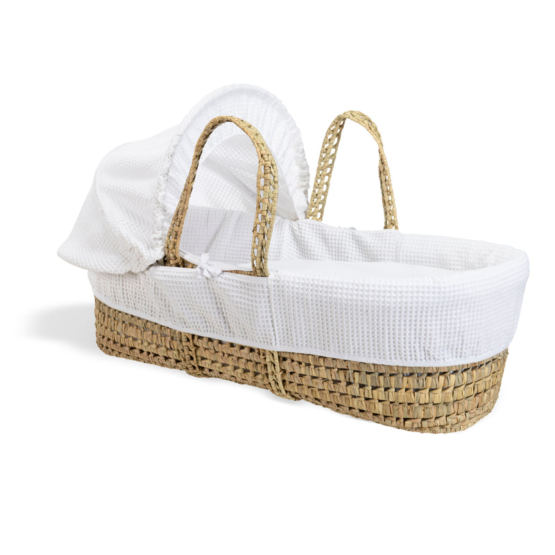 White Waffle Palm Moses Basket | Moses Baskets | Co-sleepers | Nursery Furniture - Clair de Lune UK