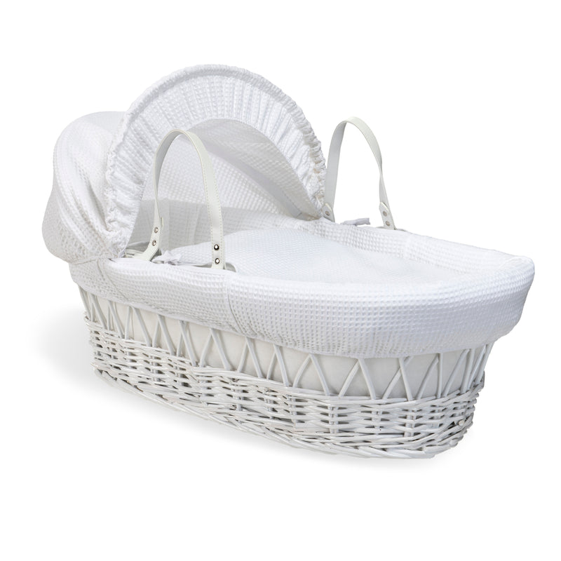 White Waffle White Wicker Moses Basket | Co-sleepers | Nursery Furniture - Clair de Lune UK