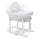 White Waffle White Wicker Moses Basket on the White Standard Rocking Stand bundle | Moses Baby baskets, bassinets & Co-sleepers | Nursery Furniture - Clair de Lune UK