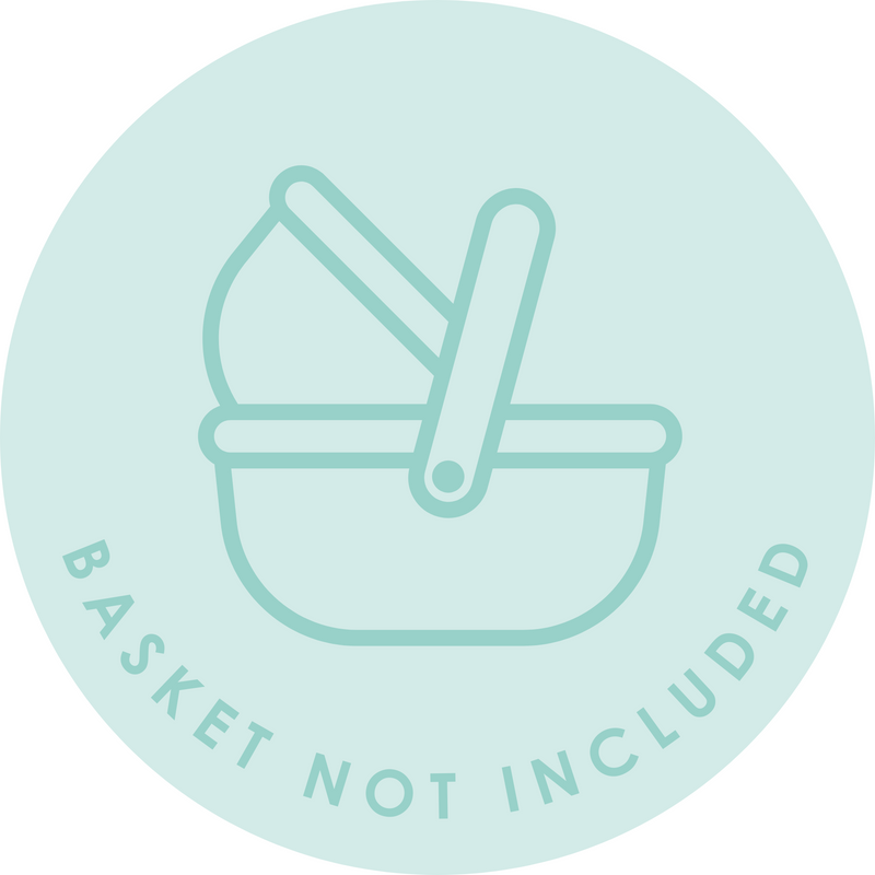 The basket not included logo of the Quilted Liner for Moses Basket | Moses Basket Dressings | Nursery Bedding & Decor Collections | Nursery Inspiration - Clair de Lune UK