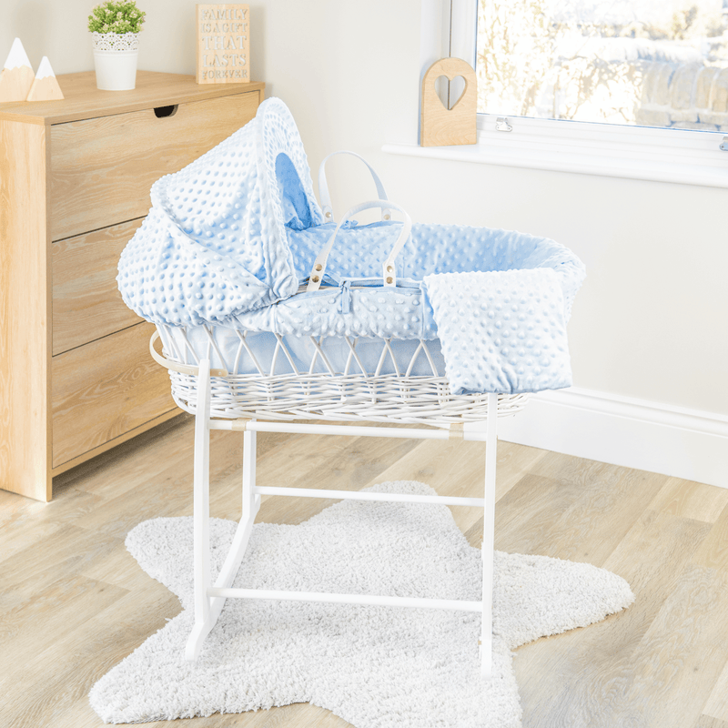 Dimple White Wicker Moses Basket Moses Baskets Co sleepers Nursery Furniture Clair de Lune UK