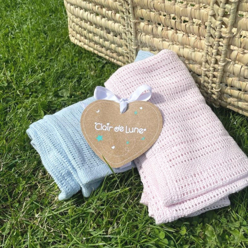 Soft Cotton Cellular Cot Blankets in pink and blue | Cosy Baby Blankets | Nursery Bedding | Newborn, Baby and Toddler Essentials - Clair de Lune UK