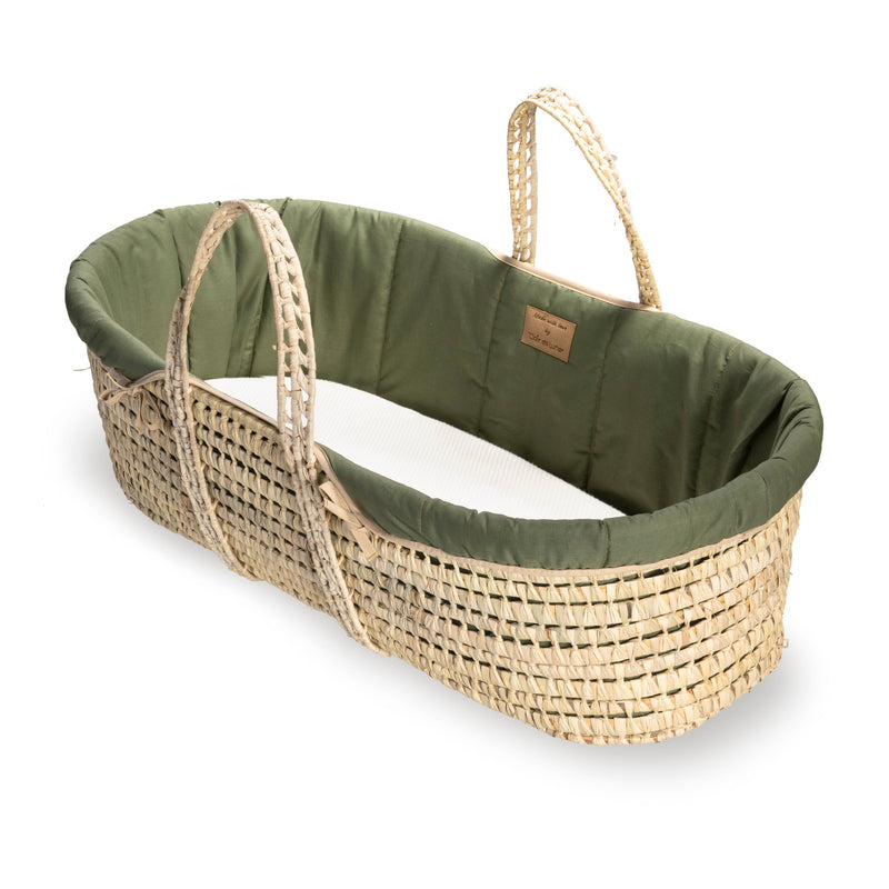 Organic Palm Moses Basket in Forest Green | Moses Baskets | Co-sleepers | Nursery Furniture - Clair de Lune UK