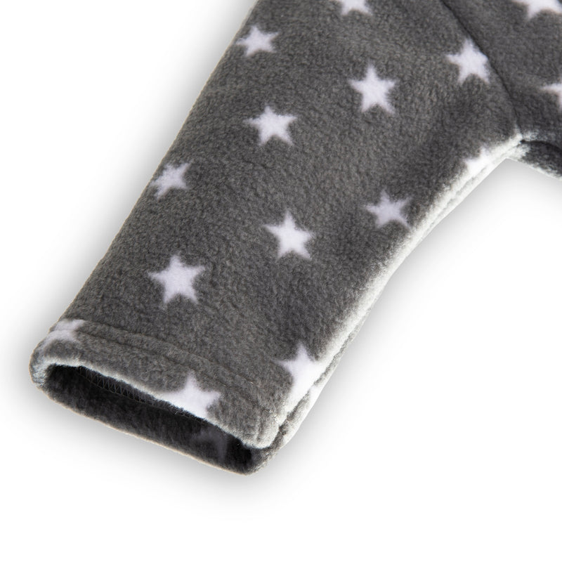 Super soft Clair de Lune Star Fleece Baby Dressing Gown with the sleeve zoomed in. 