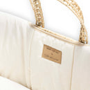 Clair de Lune Organic Moses Basket Bedding Set Close up of the vegan made with love label |  Moses Baby Baskets & Bassinets | Nursery Furniture - Clair de Lune UK