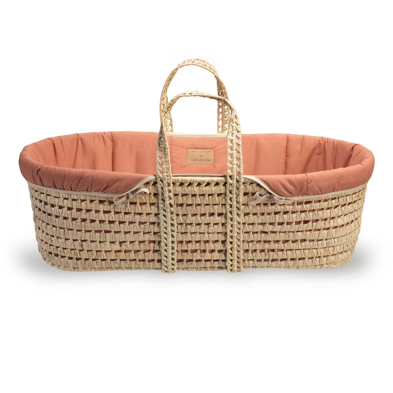 The front of the Organic Palm Moses Basket in Rust Orange in the white background | Moses Baskets | Co-sleepers | Nursery Furniture - Clair de Lune UK