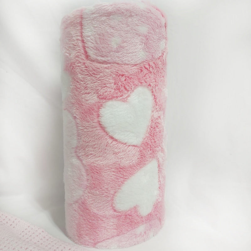 Folded Plush Heart Fleece Baby Blanket as a gift | Cosy Baby Blankets | Nursery Bedding | Newborn, Baby and Toddler Essentials - Clair de Lune UK