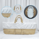 White Replacement Fleece Moses Basket Liner on a palm Moses basket | Moses Baby Basket Bedding | Nursery Linen - Clair de Lune UK