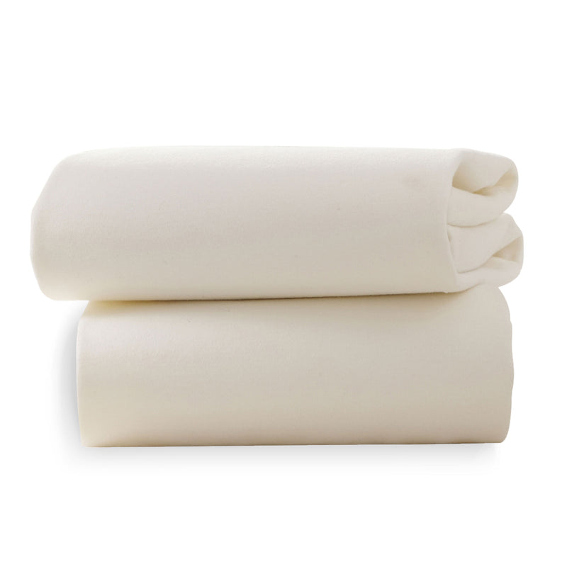 A Pack of 2 Folded Cream Fitted Cotton Moses Fitted Sheets - 74 x 30 cm | Soft Baby Sheets | Cot, Cot Bed, Pram, Crib & Moses Basket Bedding - Clair de Lune UK