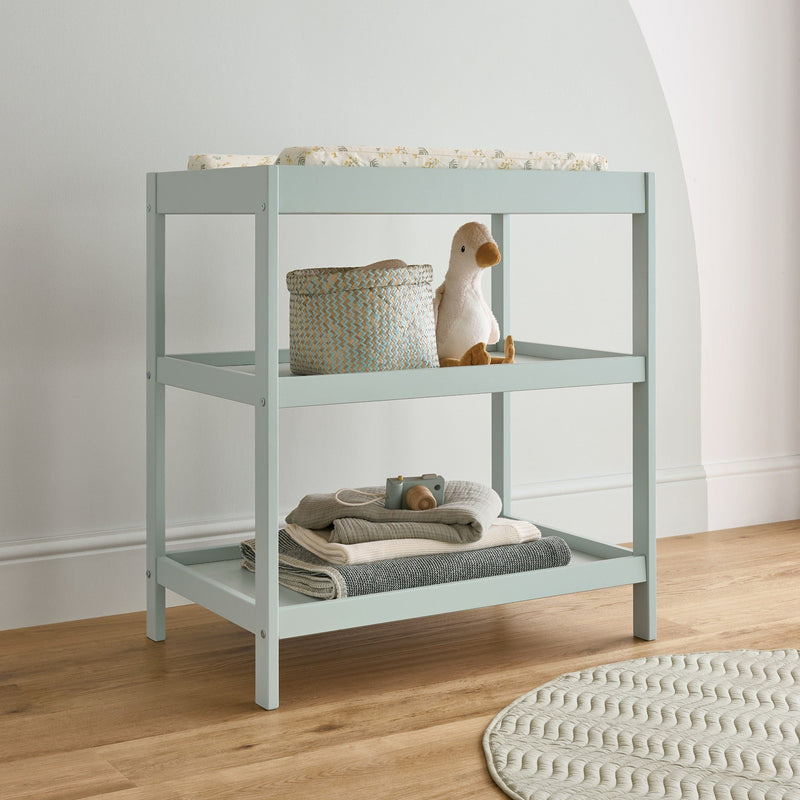 The changing unit of the Sage Green CuddleCo Nola 2 Piece Room Set | Nursery Furniture Sets | Room Sets | Nursery Furniture - Clair de Lune UK