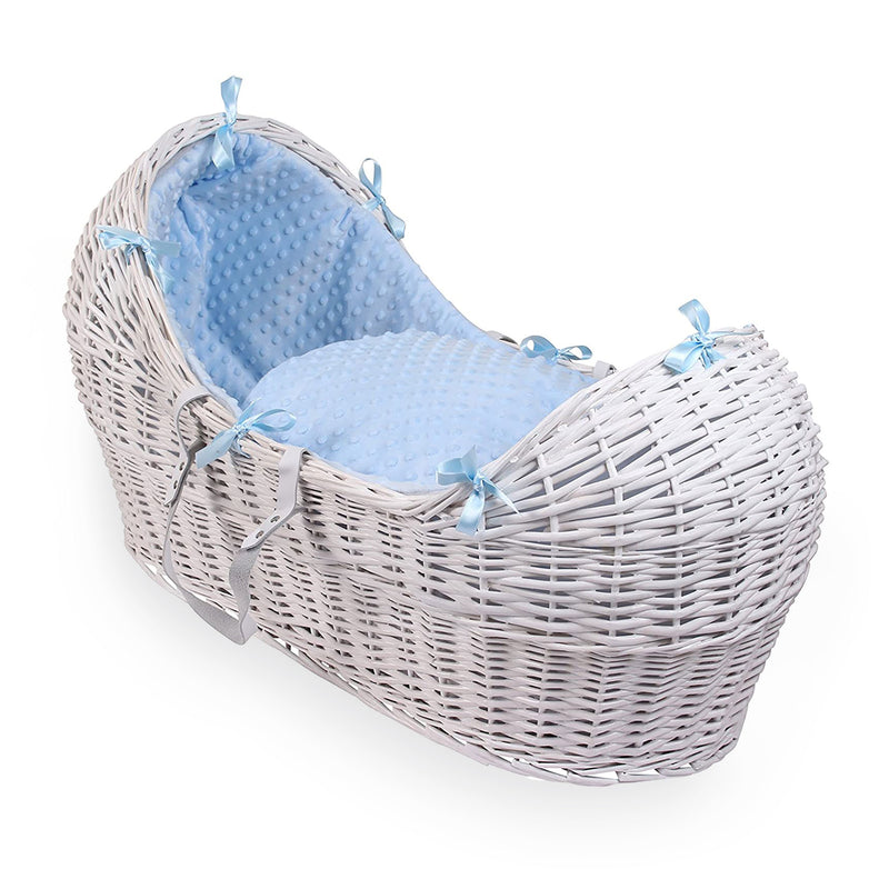 Blue Dimple White Wicker Noah Pod® | Bassinets | Nursery Furniture - Clair de Lune UK