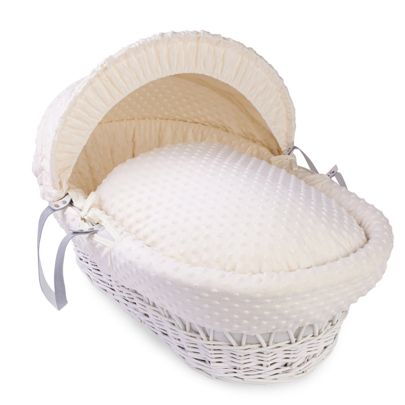  Cream Dimple White Wicker Moses Basket | Moses Baskets | Co-sleepers | Nursery Furniture - Clair de Lune UK