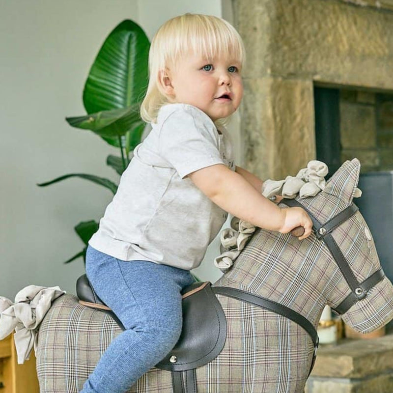 Little boy riding his Little Bird Told Me Jasper Rocking Horse | Rocking Animals | Montessori Activities For Babies & Kids | Toys | Baby Shower, Birthday & Christmas - Clair de Lune UK