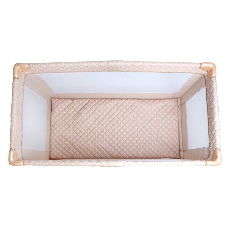 The bottom of the My Babiie Quilted Travel Cot in Blush | Travel Cots & Travel Bassinets | Cots, Cot Beds, Toddler & Kid Beds | Nursery Furniture - Clair de Lune UK