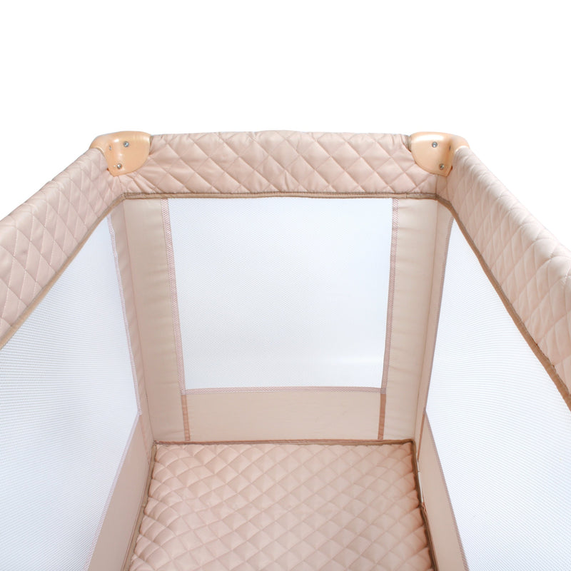 The sides of the My Babiie Quilted Travel Cot in Blush | Travel Cots & Travel Bassinets | Cots, Cot Beds, Toddler & Kid Beds | Nursery Furniture - Clair de Lune UK