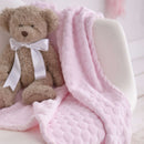 Pink Marshmallow Baby Blanket on a white nursing chair with teddy bear | Cosy Baby Blankets | Nursery Bedding | Newborn, Baby and Toddler Essentials | Baby Christmas Gift Idea 2024 - Clair de Lune UK