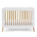 The white cot bed of the Obaby Maya Mini 2 Piece Room Set in white with the lower base | Nursery Furniture Sets | Room Sets | Nursery Furniture - Clair de Lune UK
