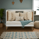 The toddler bed transformation of the White Natural Obaby Award-Winning Maya Mini Cot Bed | Cots, Cot Beds, Toddler & Kid Beds | Nursery Furniture - Clair de Lune UK