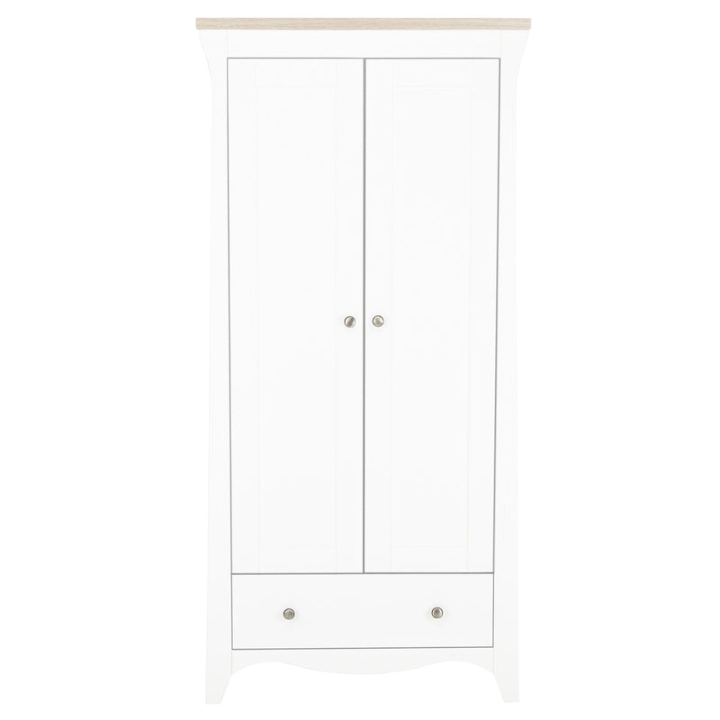 White and Natural CuddleCo Clara 2 Door Double Wardrobe | Wardrobes & Shelves | Storage Solutions | Nursery Furniture - Clair de Lune UK
