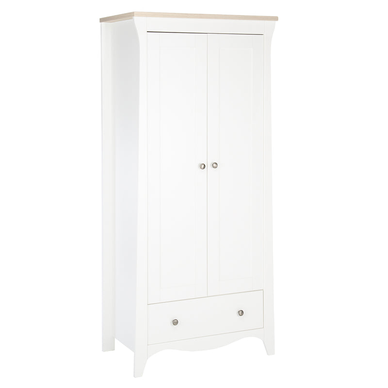 The side of the White and Natural CuddleCo Clara 2 Door Double Wardrobe | Wardrobes & Shelves | Storage Solutions | Nursery Furniture - Clair de Lune UK