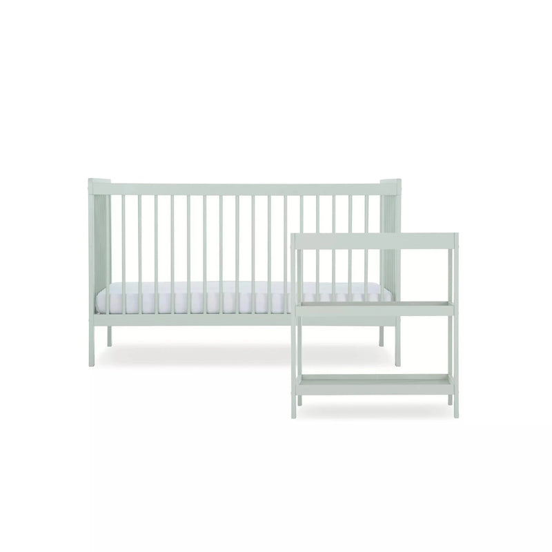 The cot bed and changing unit of the Sage Green CuddleCo Nola 2 Piece Room Set | Nursery Furniture Sets | Room Sets | Nursery Furniture - Clair de Lune UK